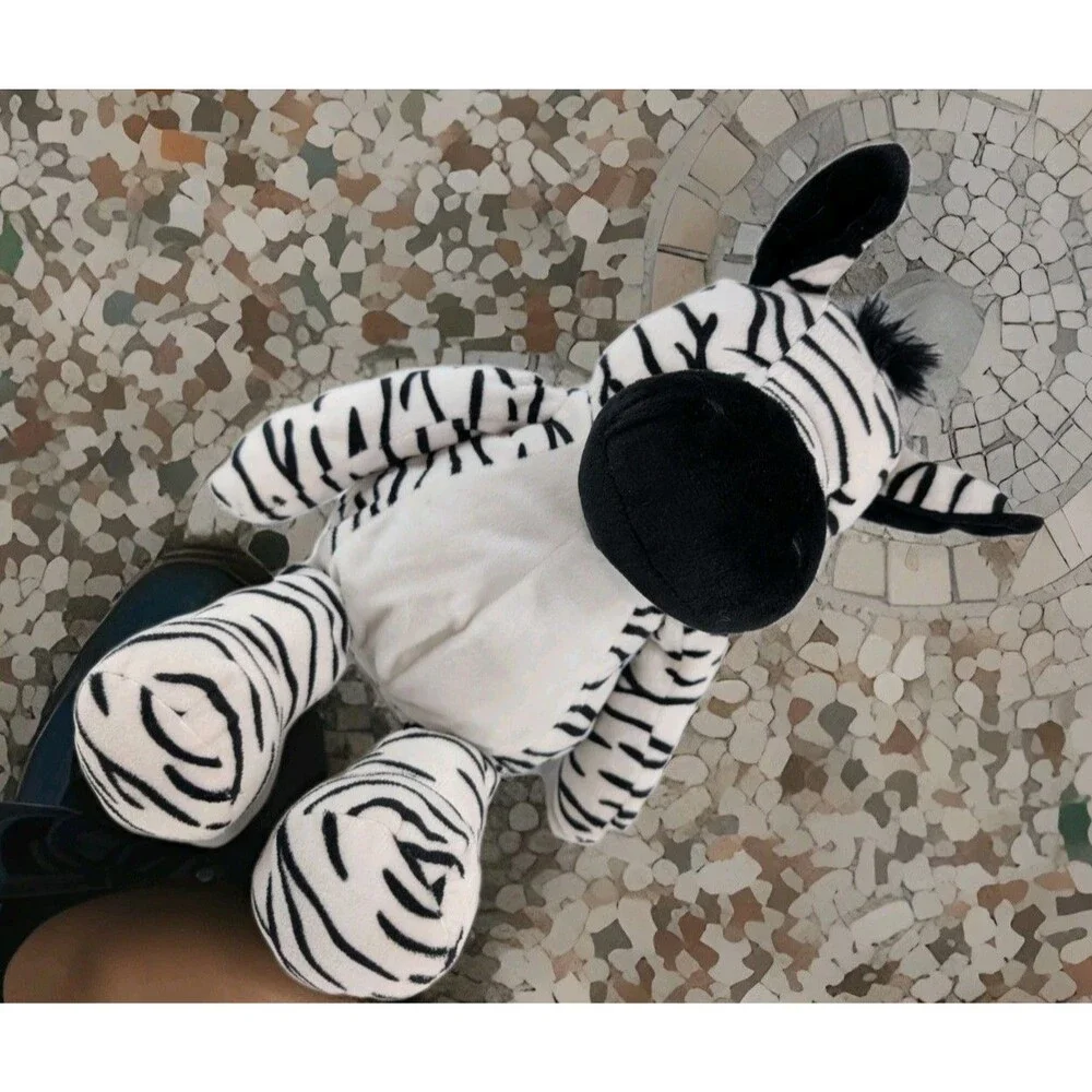Manhattan Toy Zoe Zebra Plush Black White Stuffed Animal Sitting 15